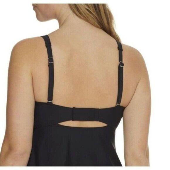 Birdsong Bare Necessities Size 36I Underwire ECO ONYX Tie Front Tankini Swim Top - Picture 9 of 12